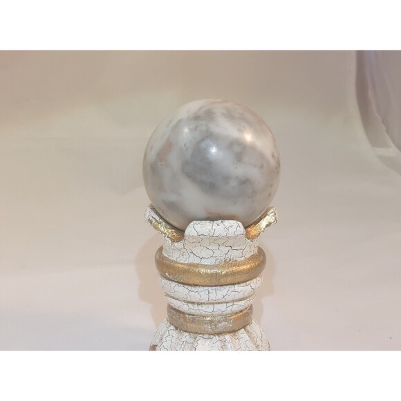 Large Marble Onyx Stone Ball White Grey 3" Polished - Picture 3 of 7